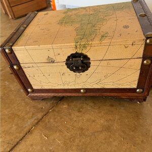 Vintage Map Design Wooden Chest